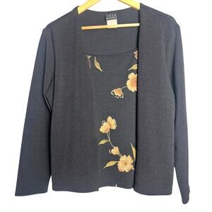 JKLA California Black Floral Top Size Large Twinset Look
